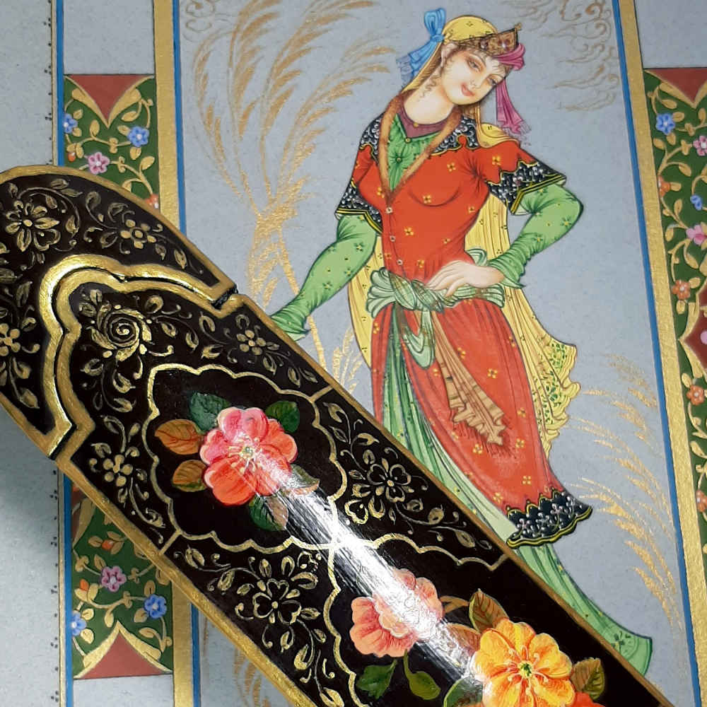 Boîte à crayons en bois faite à la main avec l’art persan Khatamkari