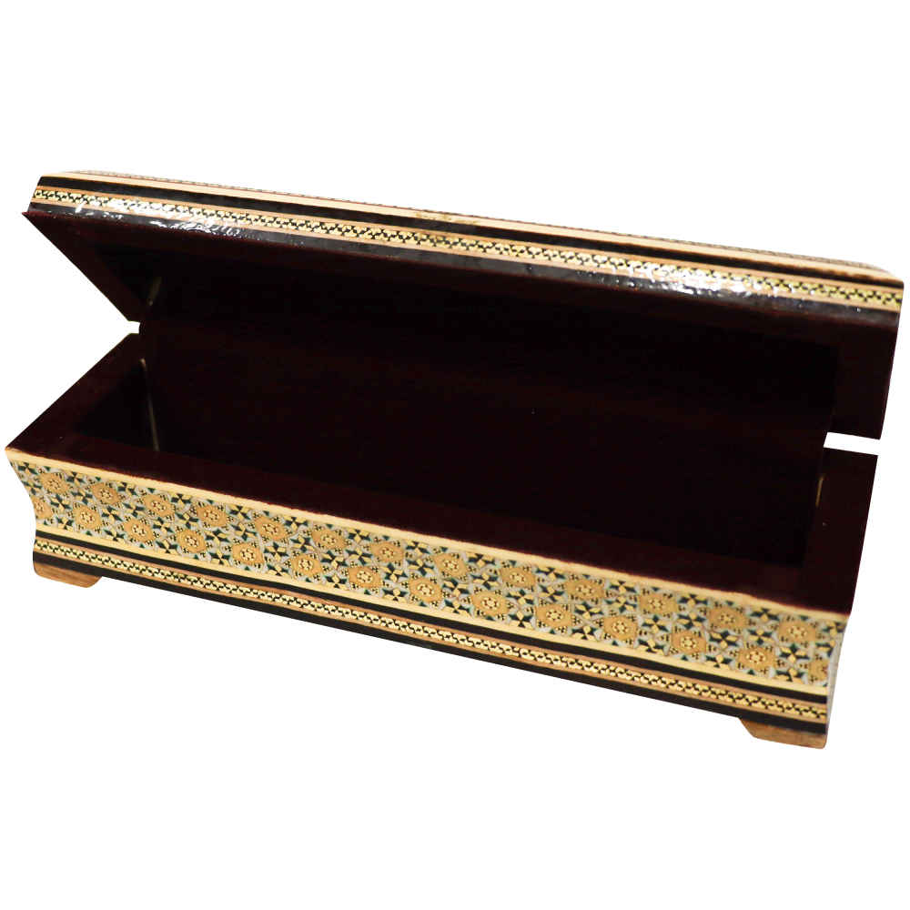 Boîte à crayons en bois faite à la main avec l’art persan Khatamkari Ronak