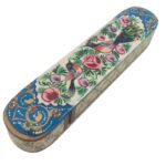 Boîte à crayons en bois faite à la main avec l’art persan Khatamkari Tavoos