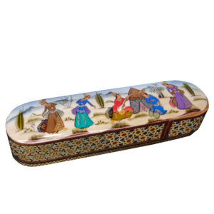 Boîte à crayons en bois faite à la main avec l’art persan Khatamkari Mina
