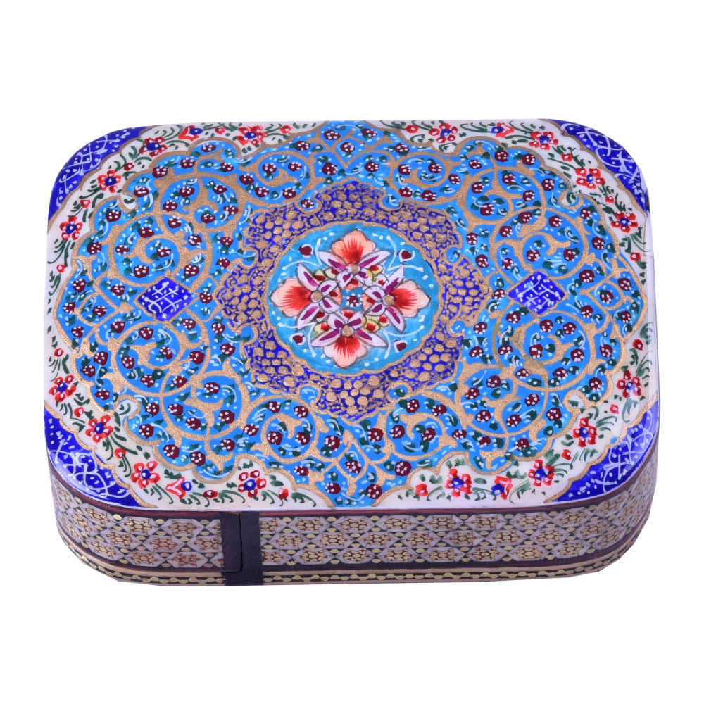 Boîte à cartes en bois persane - Orkideh émaillée Khatam