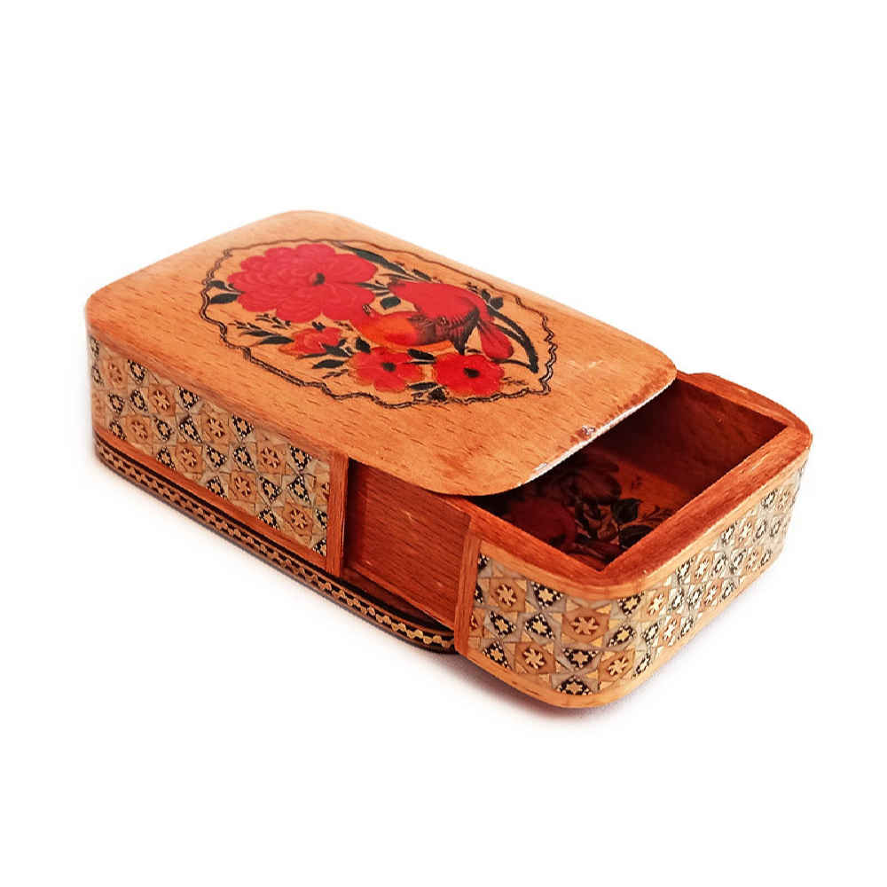 Boîte à cartes en bois persane – Raha émaillée Khatam
