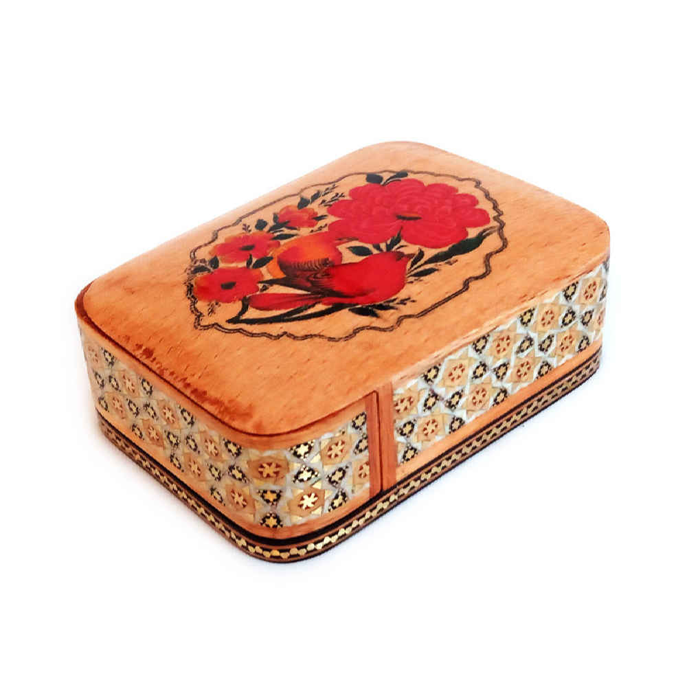 Boîte à cartes en bois persane - Raha émaillée Khatam