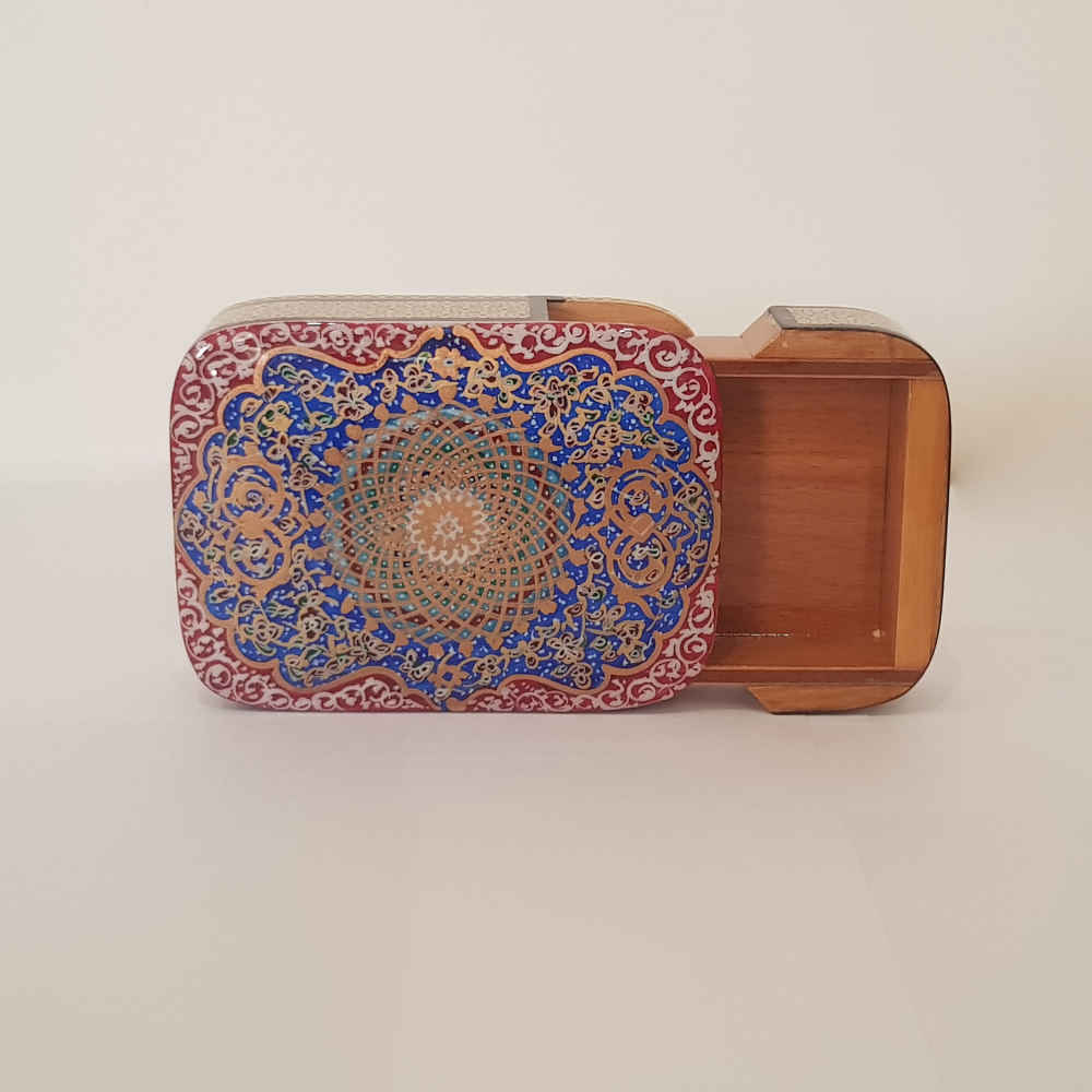 Boîte à cartes en bois persane – Roya émaillée Khatam