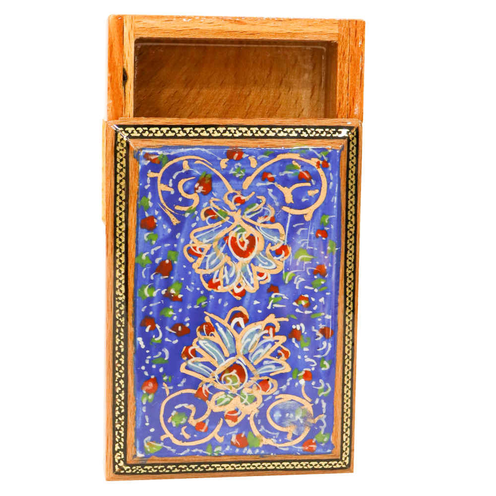 Boîte à cartes en bois persane – Tashib émaillée Khatam