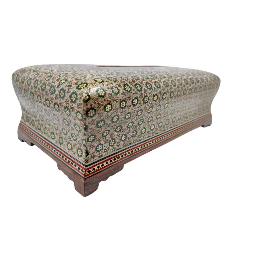 Couvercle de boîte à mou tissues en bois persan fait main – Khatamkari Atash