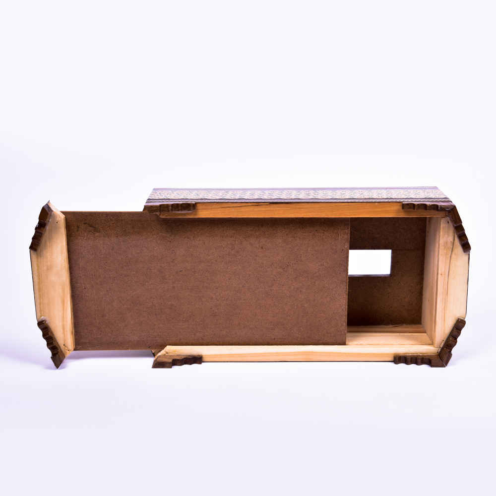 Couvercle de boîte à mou tissues en bois persan fait main – Khatamkari Borna
