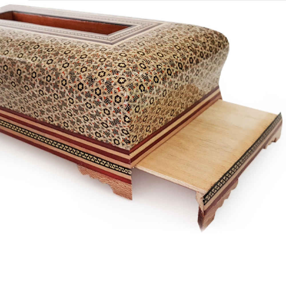 Couvercle de boîte à mou tissues en bois persan fait main – Khatamkari Javaneh