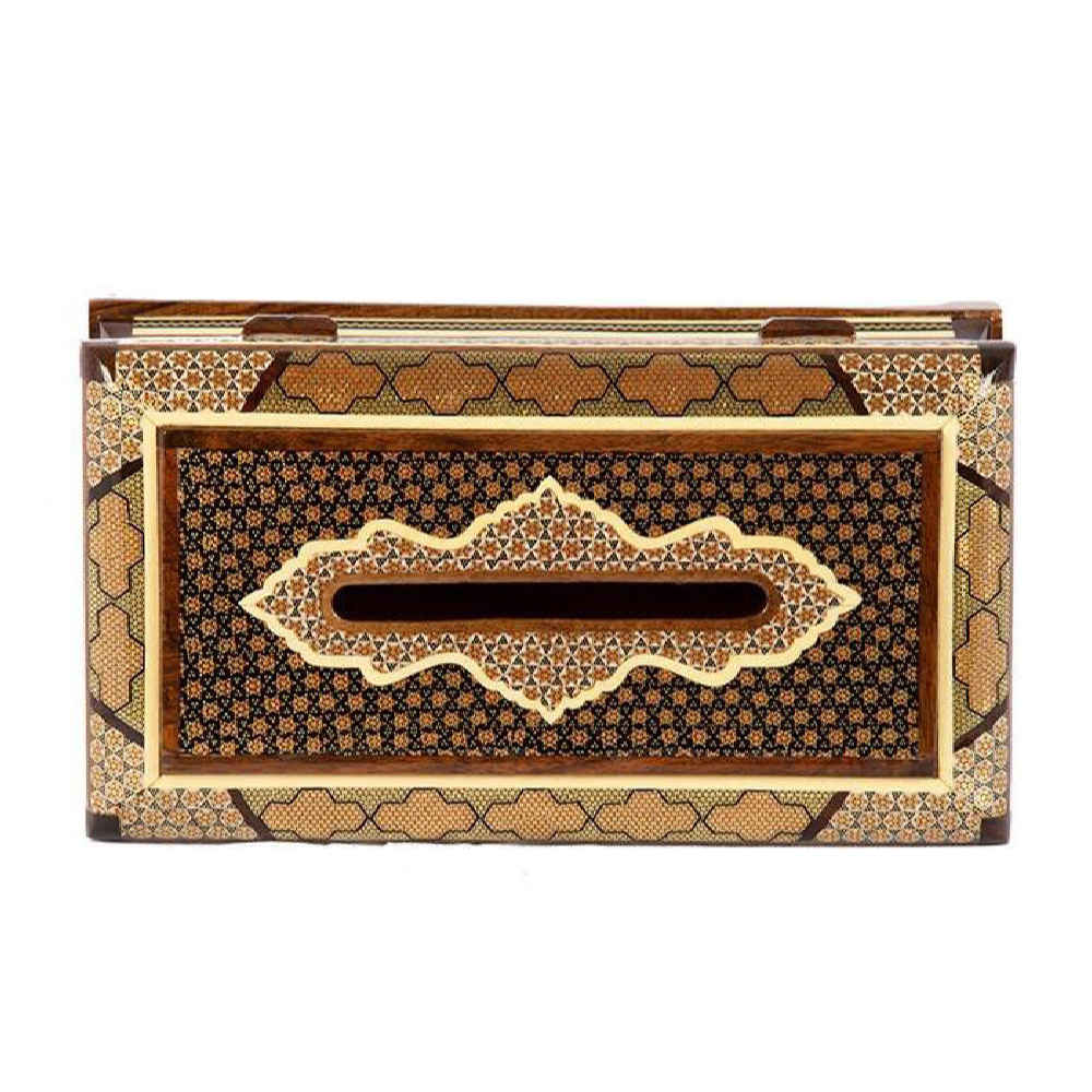 Couvercle de boîte à mou tissues en bois persan fait main – Khatamkari Maral