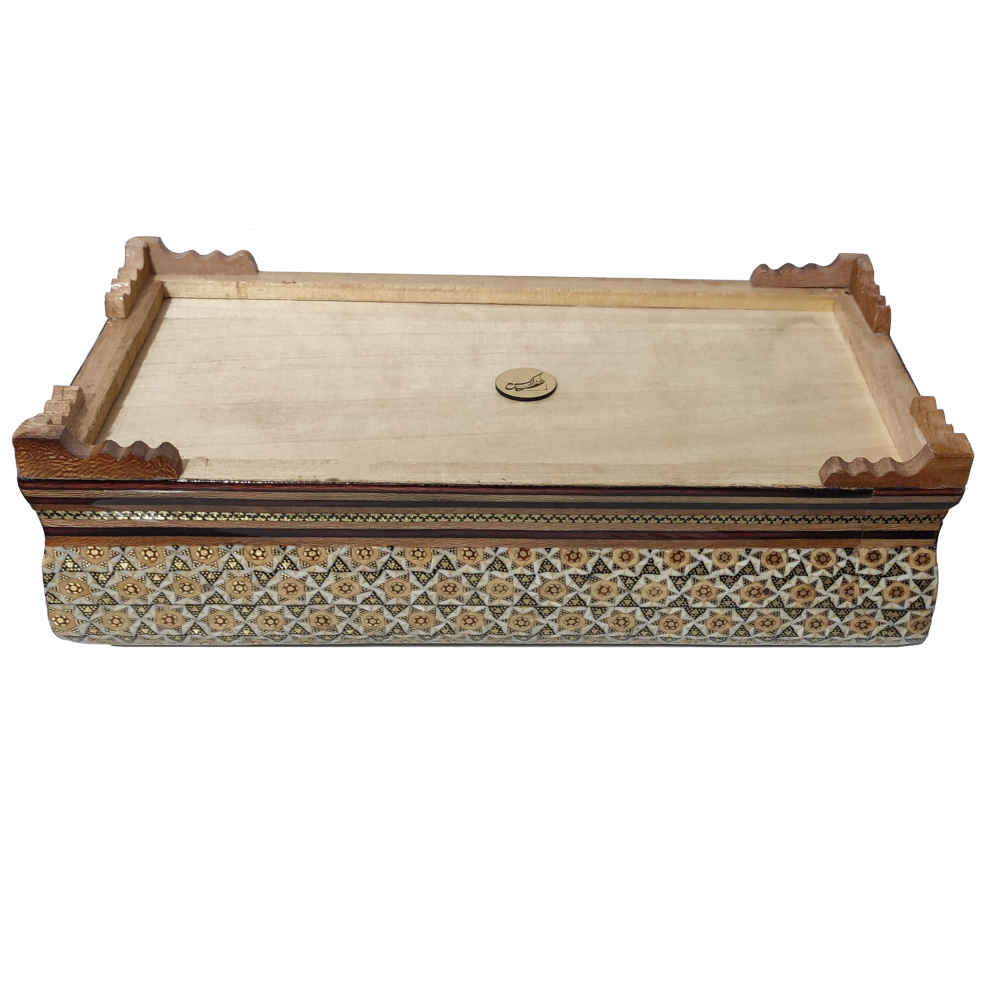 Couvercle de boîte à mou tissues en bois persan fait main – Khatamkari Tofan