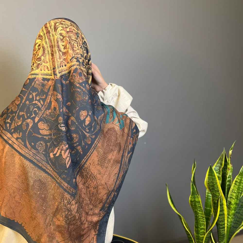 Foulard à imprimé artistique persan pour femmes – Design Jaam luxueux et vibrant