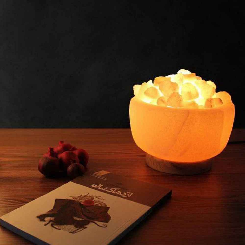 Lampe bol de sel persane – modèle Hasti avec morceaux de sel naturels