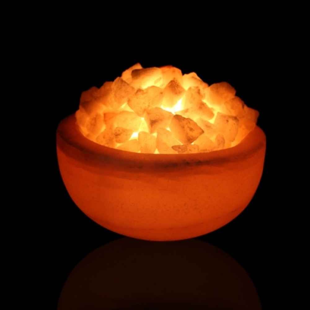Lampe bol de sel persane – modèle Laya avec morceaux de sel naturels