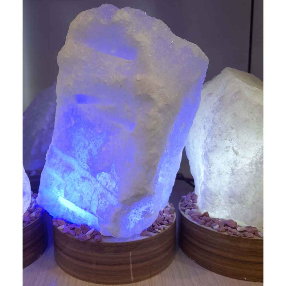 Lampe de sel persane lumineuse – faite main avec base en bois (modèle Almas)