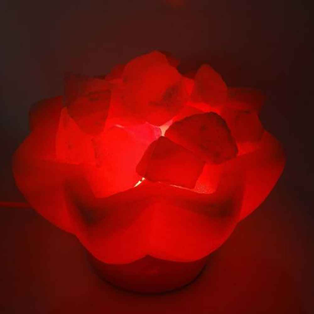 Lampe bol de sel persane – modèle Étoile avec socle en bois et cristaux de sel