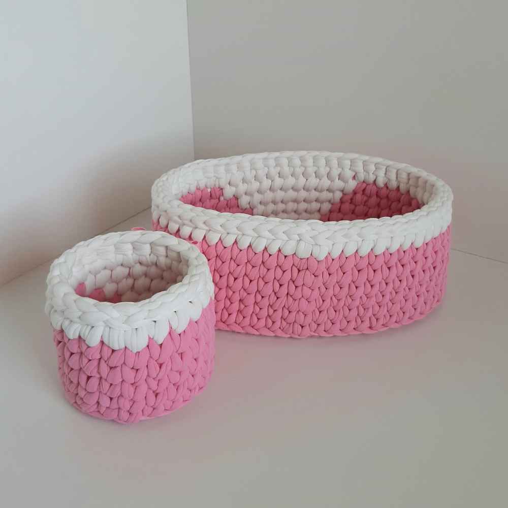 Ensemble de 2 paniers de rangement en crochet modèle Donya