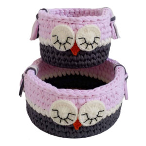Ensemble de 2 paniers de rangement en crochet modèle Owl