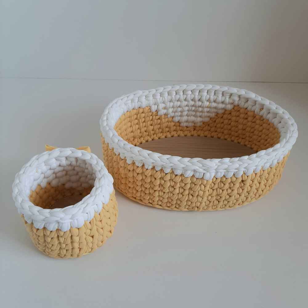 Ensemble de 2 paniers de rangement en crochet modèle Sara