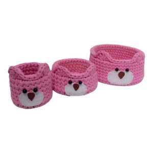 Ensemble de 3 paniers de rangement en crochet modèle Bear