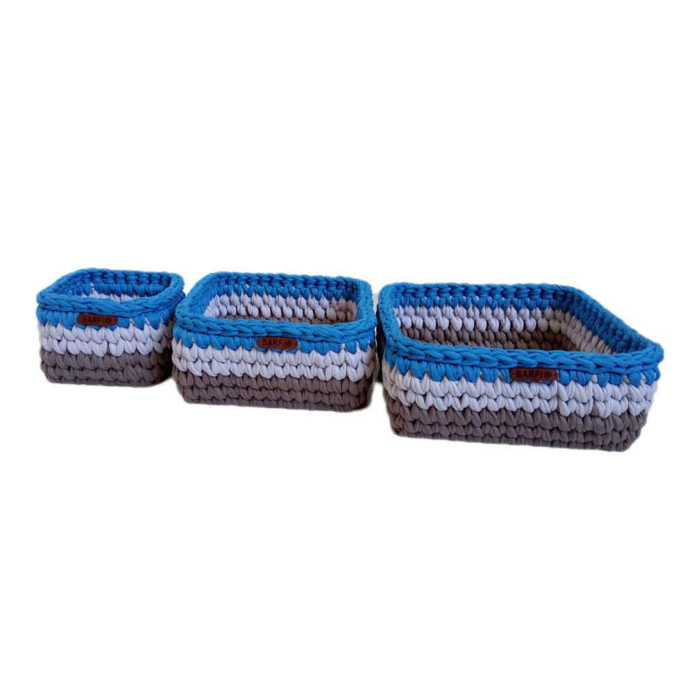 Ensemble de 3 paniers de rangement en crochet modèle Darya