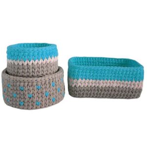Ensemble de 3 paniers de rangement en crochet modèle Kids