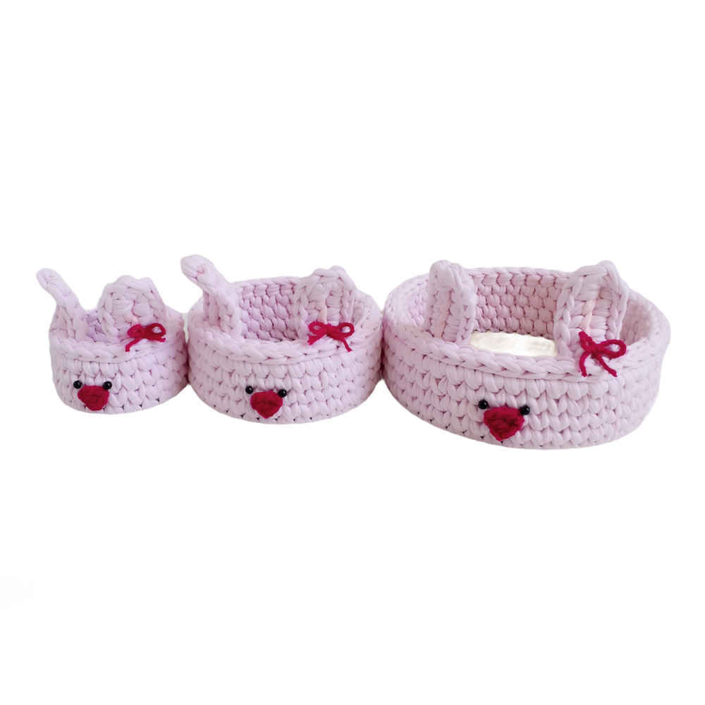 Ensemble de 3 paniers de rangement en crochet modèle Rabbit