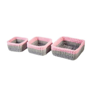 Ensemble de 3 paniers de rangement en crochet modèle Yas