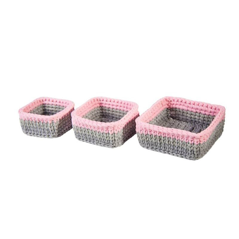 Ensemble de 3 paniers de rangement en crochet modèle Yas