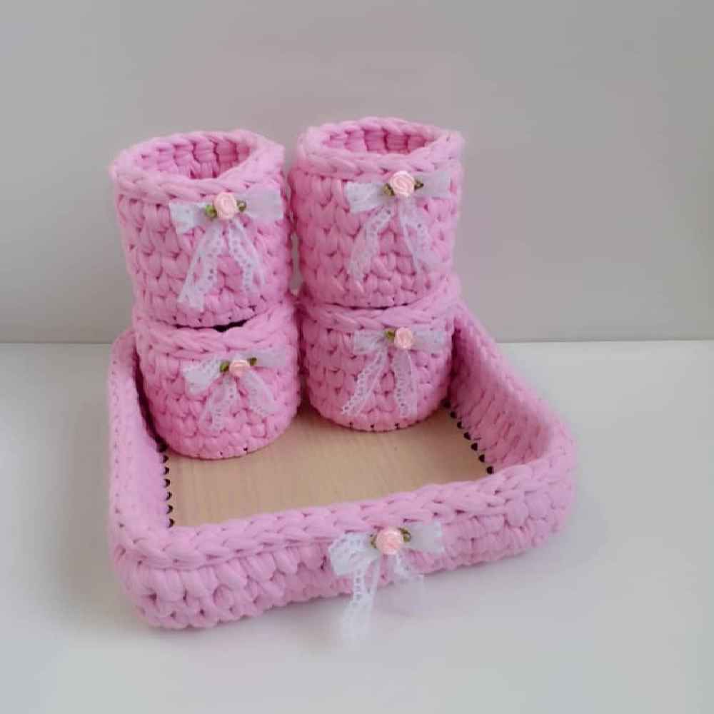 Ensemble de 5 paniers de rangement en crochet modèle Rima