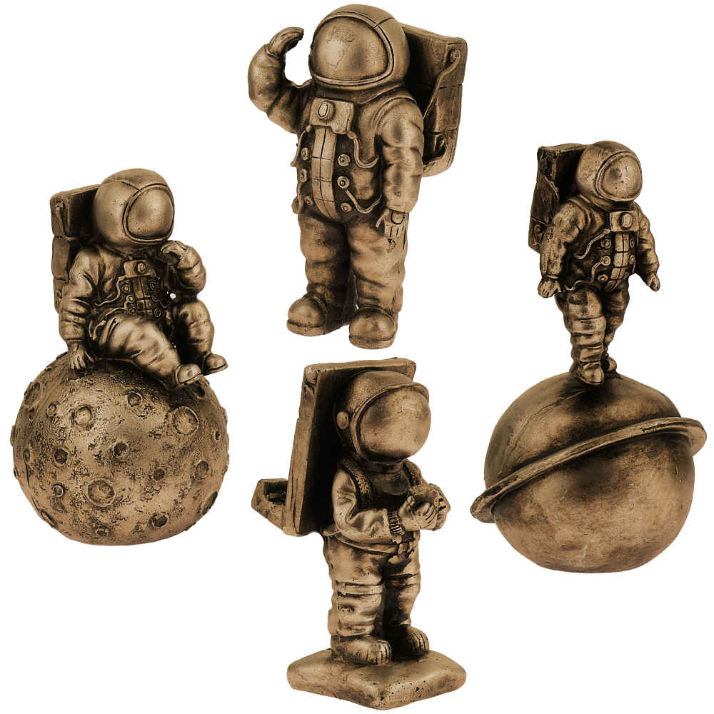 Ensemble de 4 figurines décoratives d'astronautes - Sculptures d'aventure spatiale