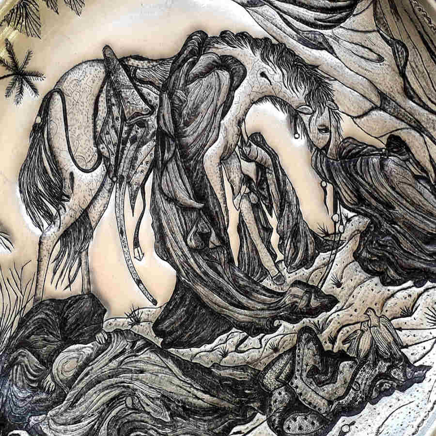 Assiette Décorative Islamique en Cuivre Gravée Ashura