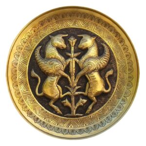 Assiette Décorative Persane en Cuivre Gravée Galaza