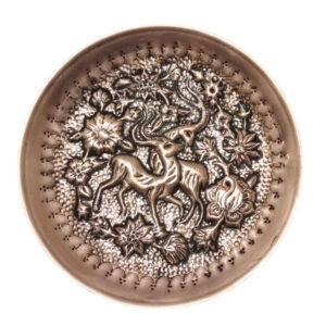 Assiette Décorative Persane en Cuivre Gravée Gazelle