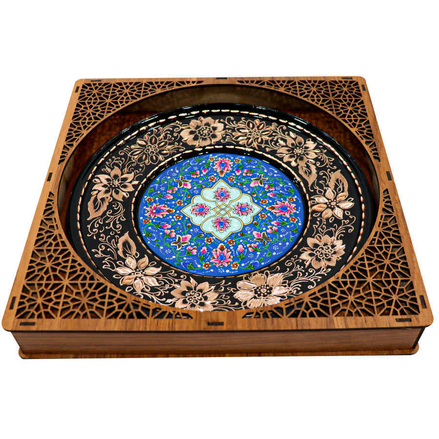 Assiette Décorative Persane en Cuivre Gravée Florale Honar