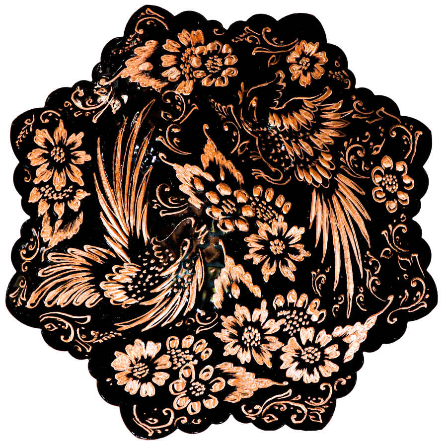 Assiette Décorative Persane en Cuivre Gravée Parandeh