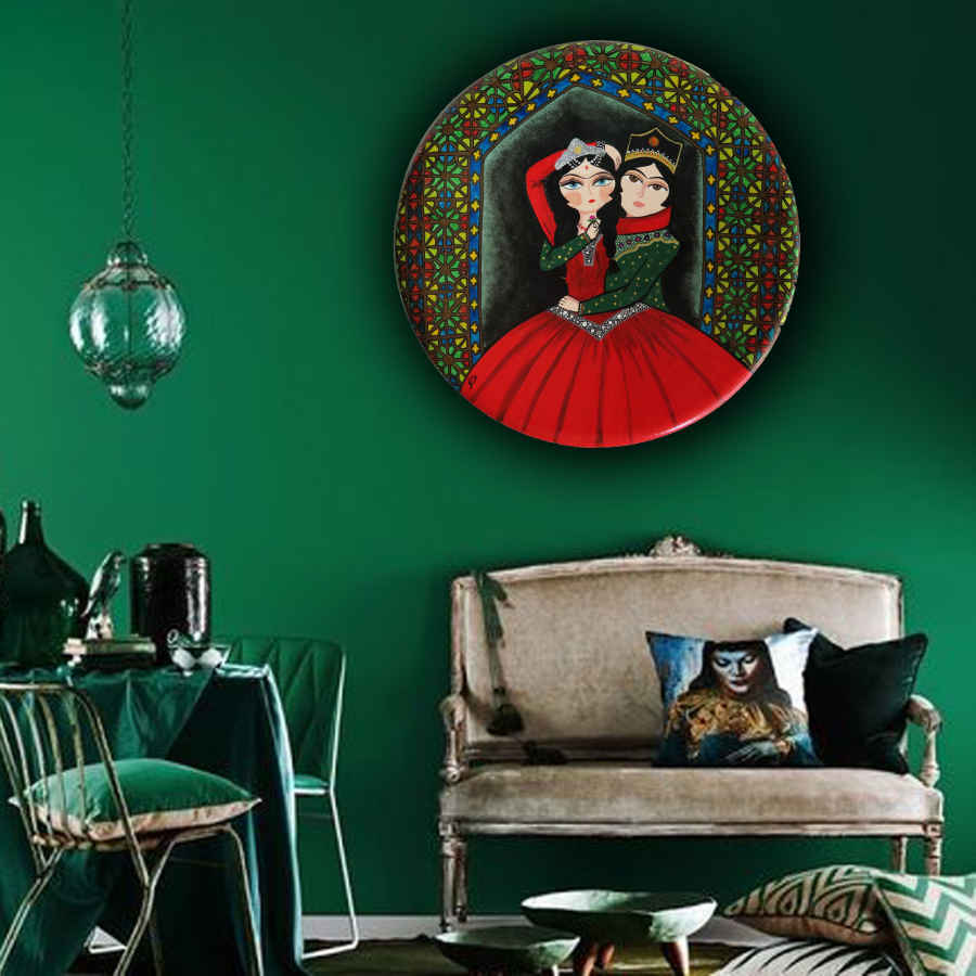 Assiette Décorative Persane en Céramique Peinte à la Main Ghajari