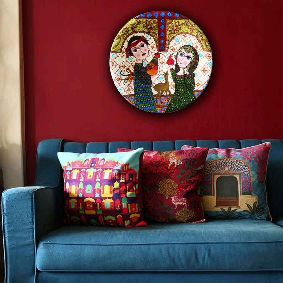 Assiette Décorative Persane en Céramique Peinte à la Main Mohabat