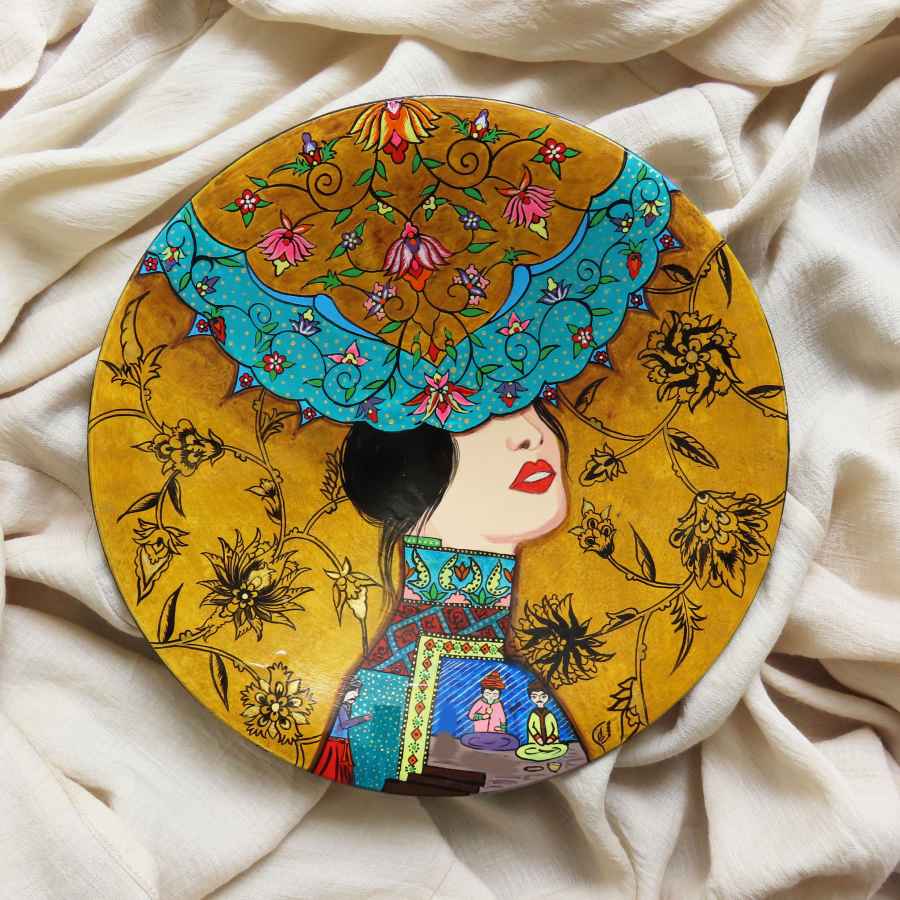 Assiette Décorative Persane en Céramique Peinte à la Main Orientale