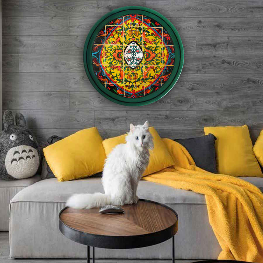 Assiette Décorative Persane en Céramique Peinte à la Main Carreau