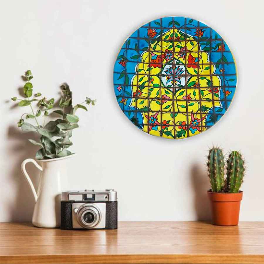 Assiette Décorative en Céramique Peinte à la Main Turquoise Persane