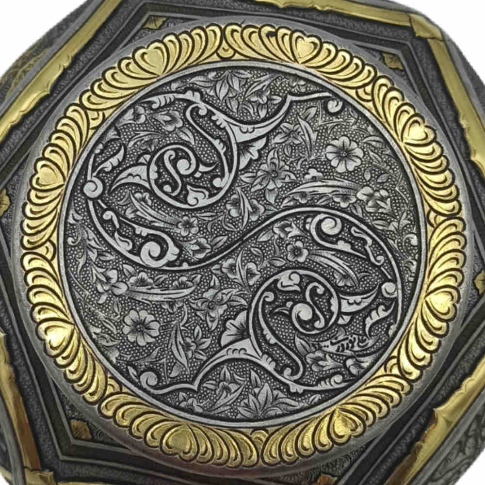 Sucrier en laiton persan fait main avec couvercle – Gravure traditionnelle Norozi