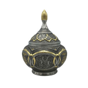 Handcrafted Persian Brass Sugar Bowl with Lid – Traditional Engraved Norozi