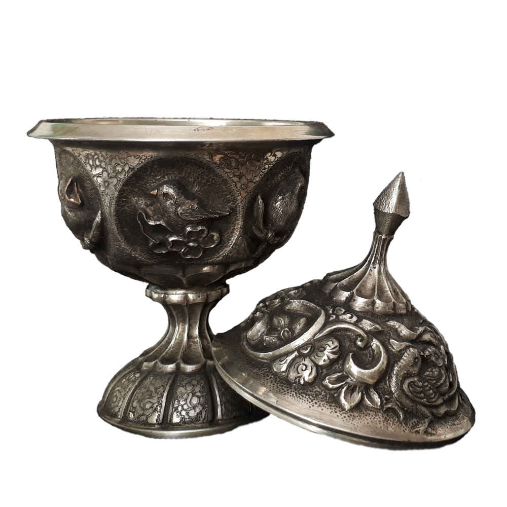 Sucrier persan artisanal en cuivre gravé Barjasteh