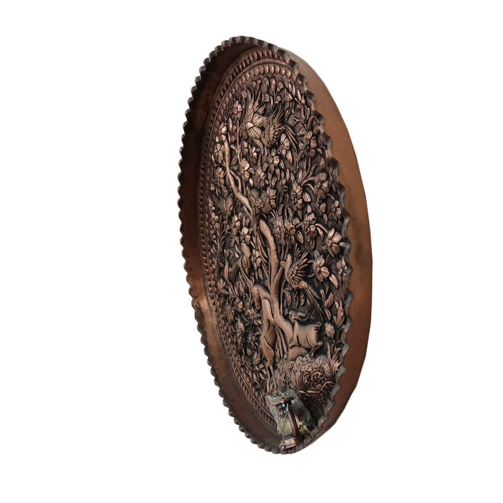 Plateau en cuivre décoratif gravé à la main avec art artisanal persan Ahoo