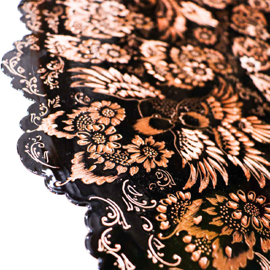 Plateau en cuivre décoratif gravé à la main avec art artisanal persan Diamant