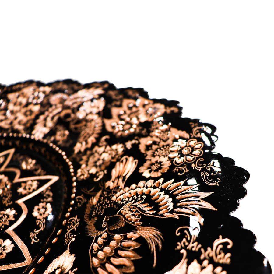 Plateau en cuivre décoratif gravé à la main avec art artisanal persan Honar