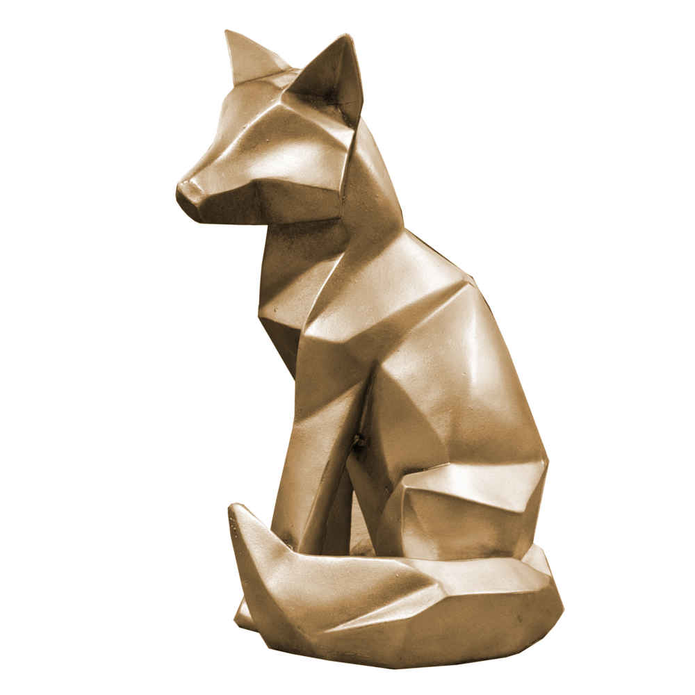 Figurine géométrique de renard cubisme doré - Sculpture artistique unique