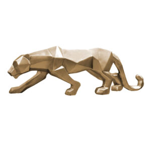 Figurine géométrique de tigre cubisme doré – Sculpture artistique