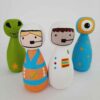 Poupées en Bois au Crochet Fait Main – Astronautes | Jouets en Bois sur le Thème de l'Espace