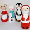 Poupées en Bois au Crochet Fait Main – Thème Noël | Figurines en Bois Festives